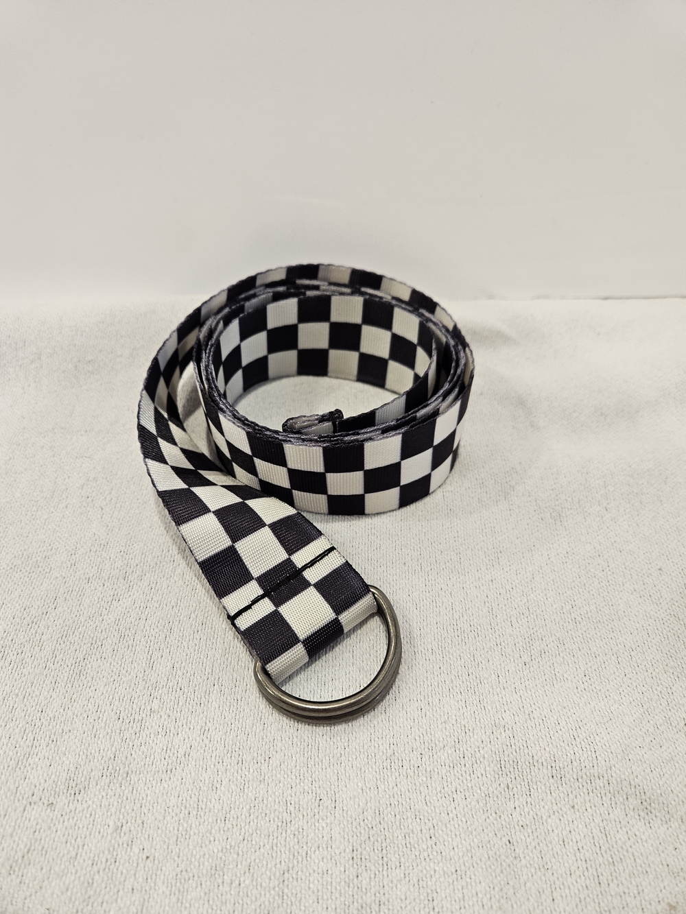 Black & White Checkerboard D-Ring Belt - Men Accessories